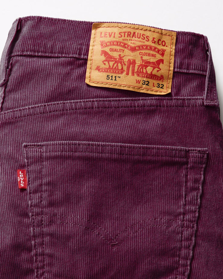 Levi s 511 All Seasons Tech Slim Fit Mens Cords Deep Burgundy