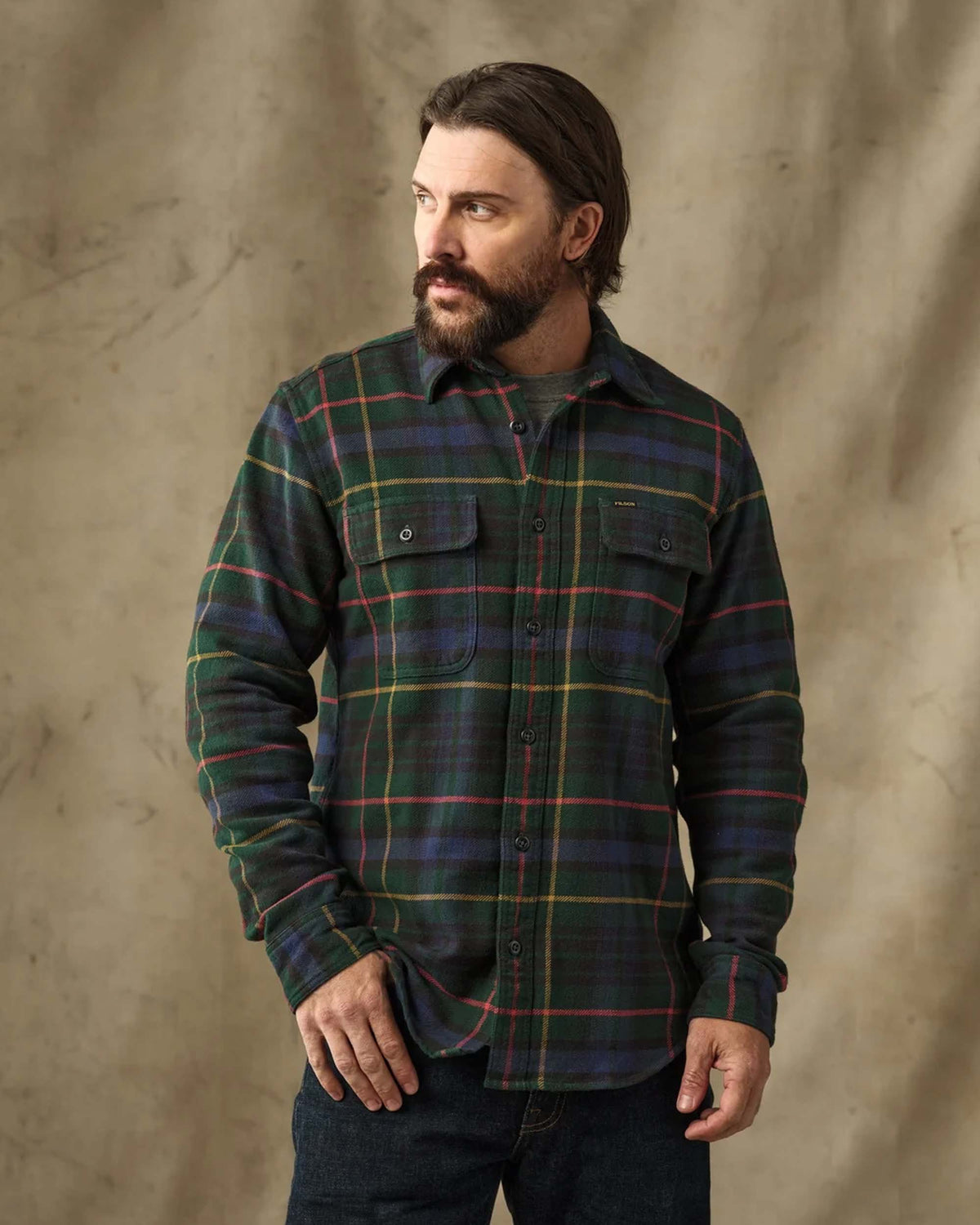 Filson Vintage Flannel Work Shirt - Green / Navy Plaid