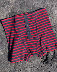 Hemen Biarritz Albar Breton Stripe Boxer Brief - Deep Marine / Red | Hemen Biarritz Underwear | JEANSTORE