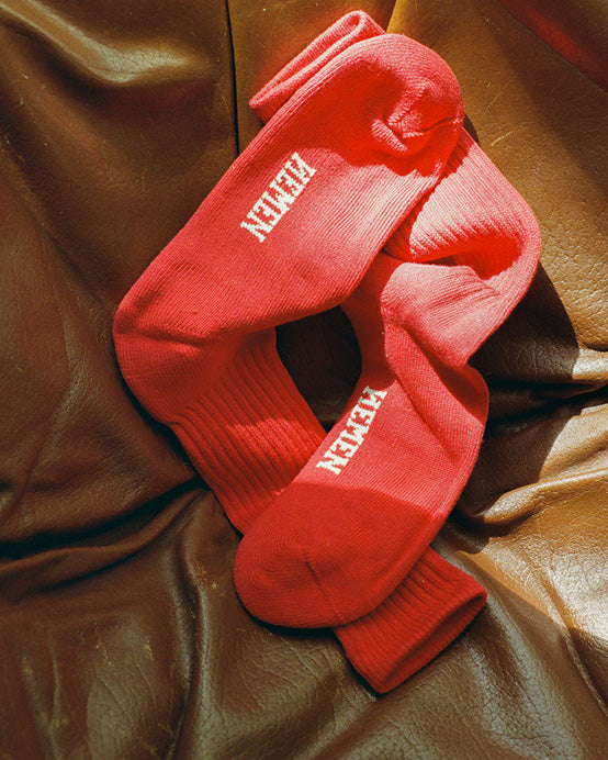 Hemen Biarritz HMN04 Organic Cotton Rib Sport Socks - Red | Hemen Biarritz Socks | JEANSTORE