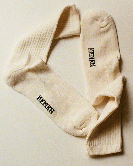 Hemen Biarritz HMN04 Organic Cotton Rib Sport Socks - Natural | Hemen Biarritz Socks | JEANSTORE