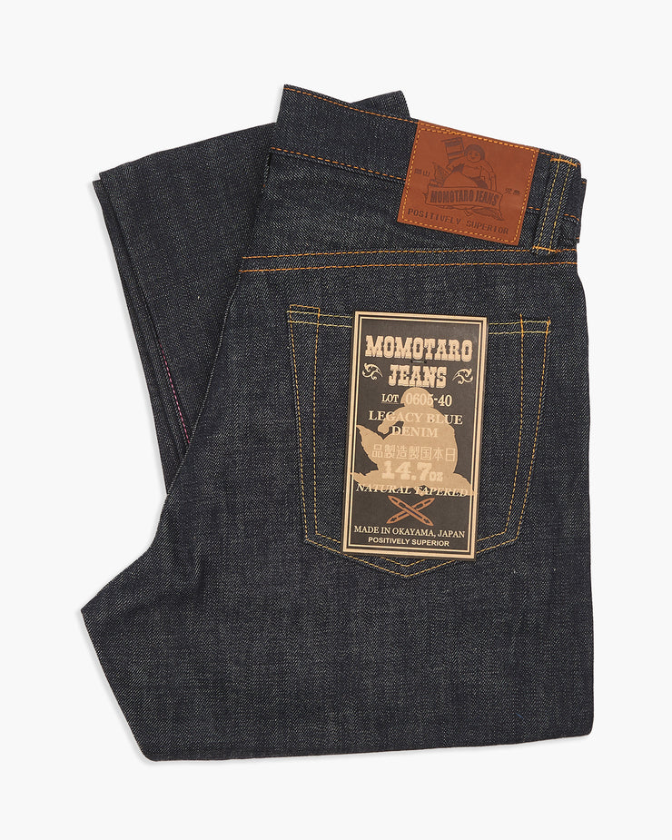 Momotaro 0605-40 Natural Tapered Mens Jeans - 14.7oz Zimbabwe Cotton Selvedge Legacy Blue Denim | Momotaro Jeans Jeans | JEANSTORE