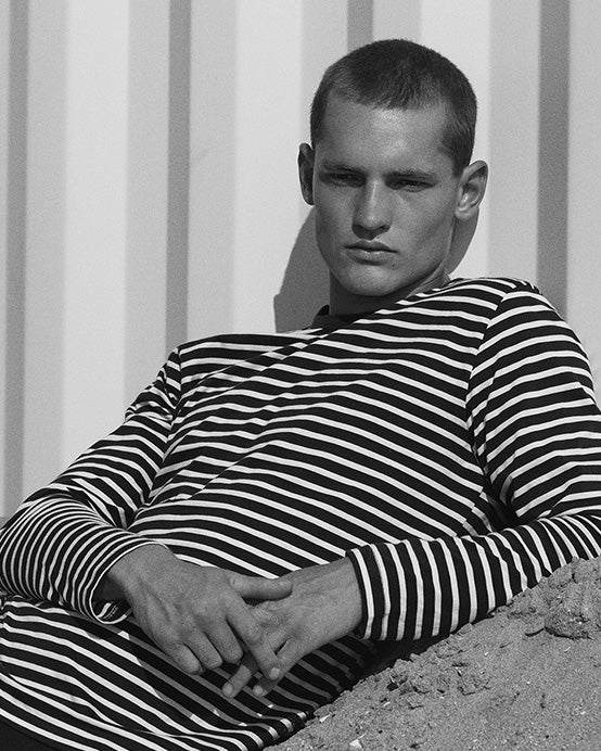 Hemen Biarritz Joritz Breton Stripe L/S Tee - Natural / Marine | Hemen Biarritz T Shirts | JEANSTORE