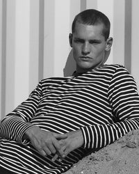 Hemen Biarritz Joritz Breton Stripe L/S Tee - Natural / Marine | Hemen Biarritz T Shirts | JEANSTORE