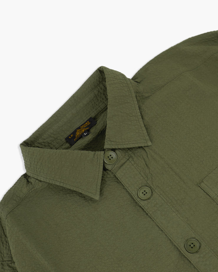 Le Mont St Michel Coban Seersucker Overshirt - Khaki | Le Mont St Michel Shirts | JEANSTORE