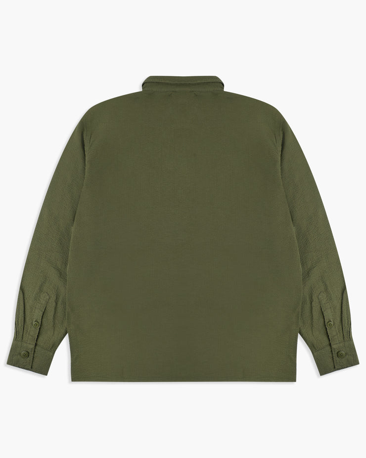 Le Mont St Michel Coban Seersucker Overshirt - Khaki | Le Mont St Michel Shirts | JEANSTORE