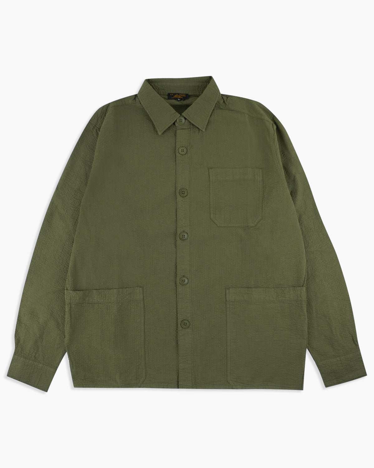 Le Mont St Michel Coban Seersucker Overshirt - Khaki | Le Mont St Michel Shirts | JEANSTORE