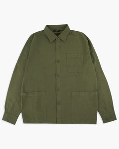 Le Mont St Michel Coban Seersucker Overshirt - Khaki