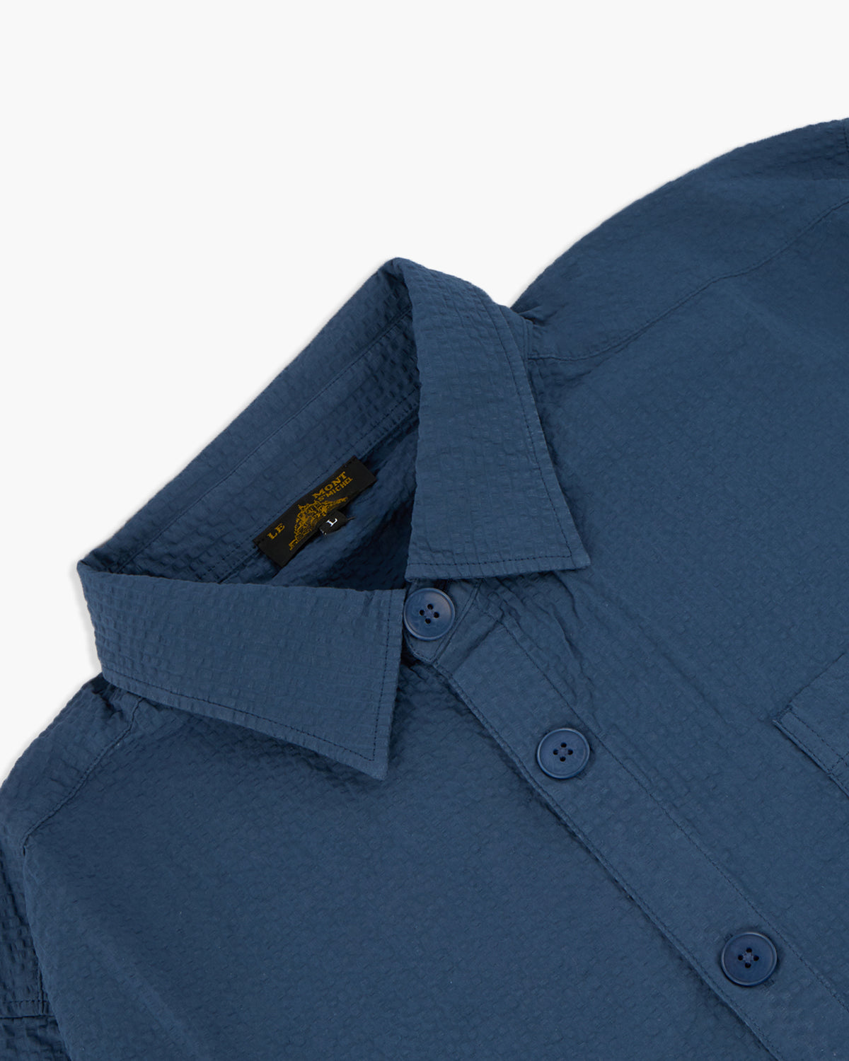 Le Mont St Michel Coban Seersucker Overshirt - Navy | Le Mont St Michel Shirts | JEANSTORE