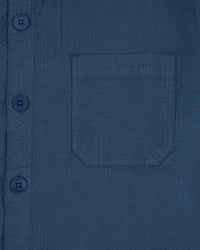Le Mont St Michel Coban Seersucker Overshirt - Navy | Le Mont St Michel Shirts | JEANSTORE