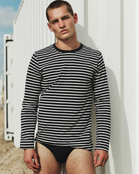 Hemen Biarritz Joritz Breton Stripe L/S Tee - Deep Marine / Natural | Hemen Biarritz T Shirts | JEANSTORE