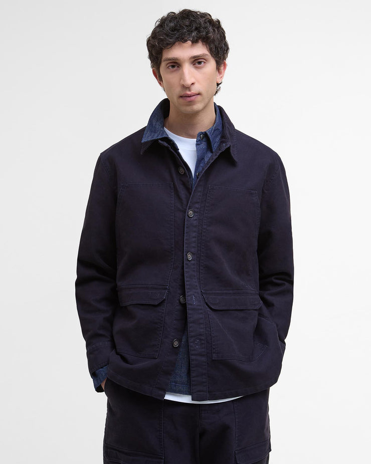 Barbour Heritage Newbirch Oversized Cotton Sateen Overshirt - Navy | Barbour Shirts | JEANSTORE