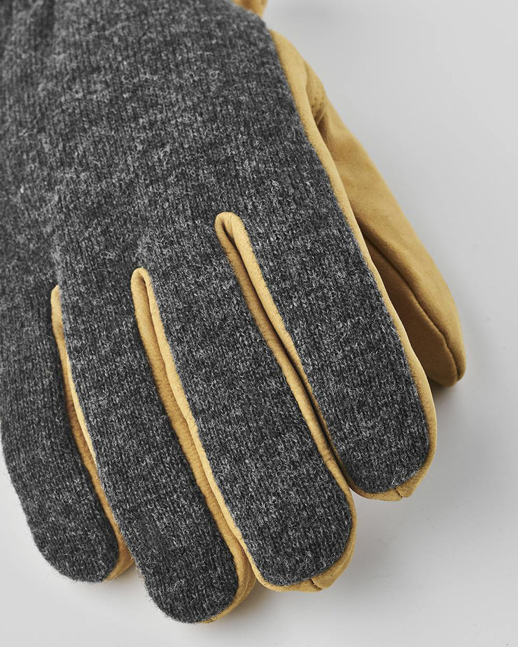 Hestra Noah Goatskin Nubuck & Wool Gloves - Charcoal / Tan | Hestra Gloves | JEANSTORE