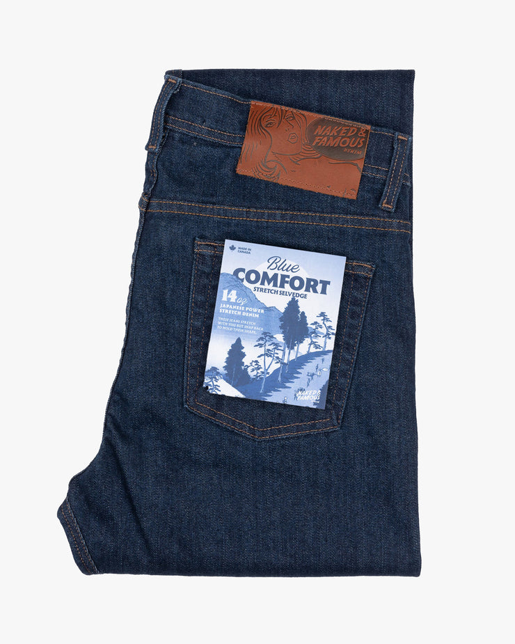 Naked & Famous Denim Weird Guy Regular Tapered Mens Jeans - Blue Comfort Stretch Selvedge