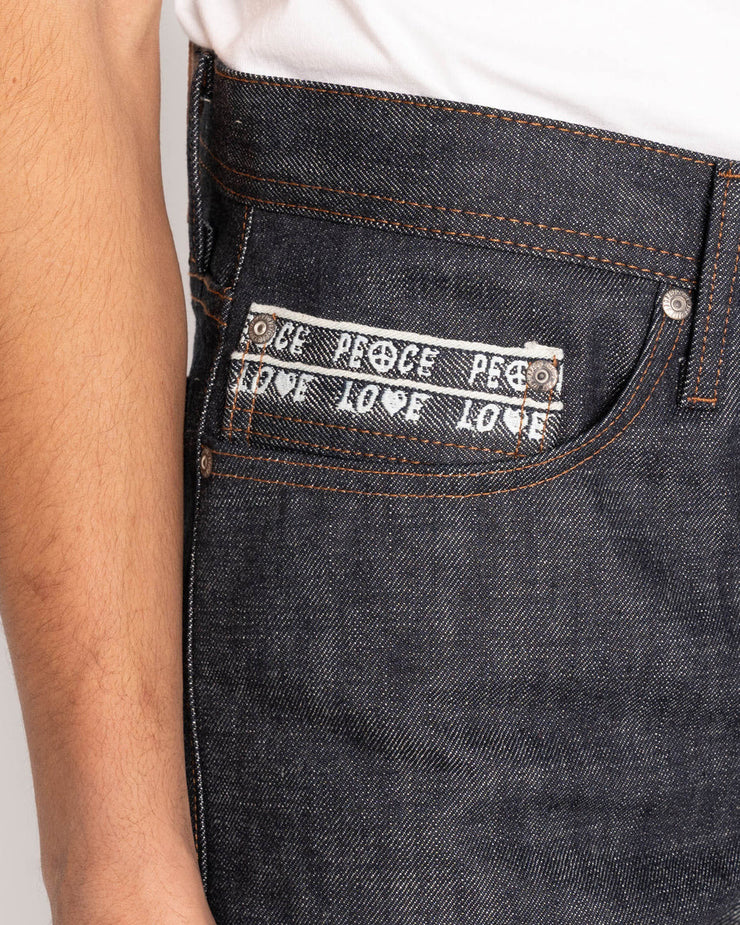 Naked & Famous Denim Weird Guy Regular Tapered Mens Jeans - Love & Peace Selvedge