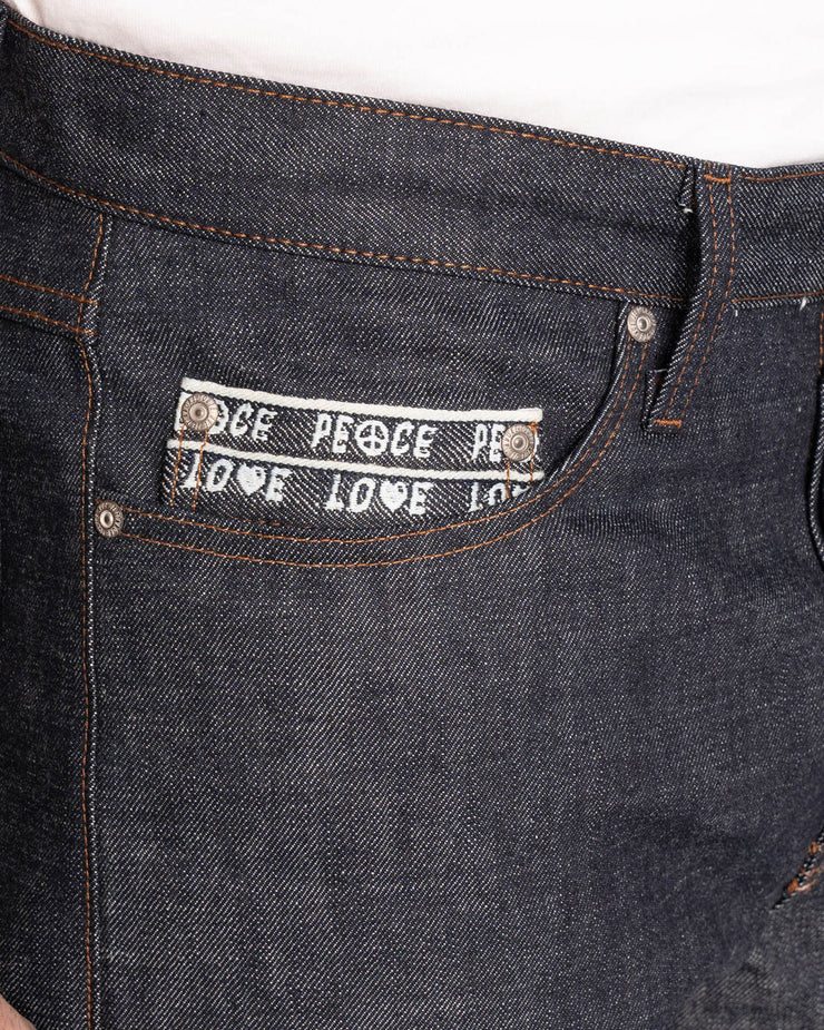 Naked & Famous Denim True Guy Regular Straight Mens Jeans - Love & Peace Selvedge