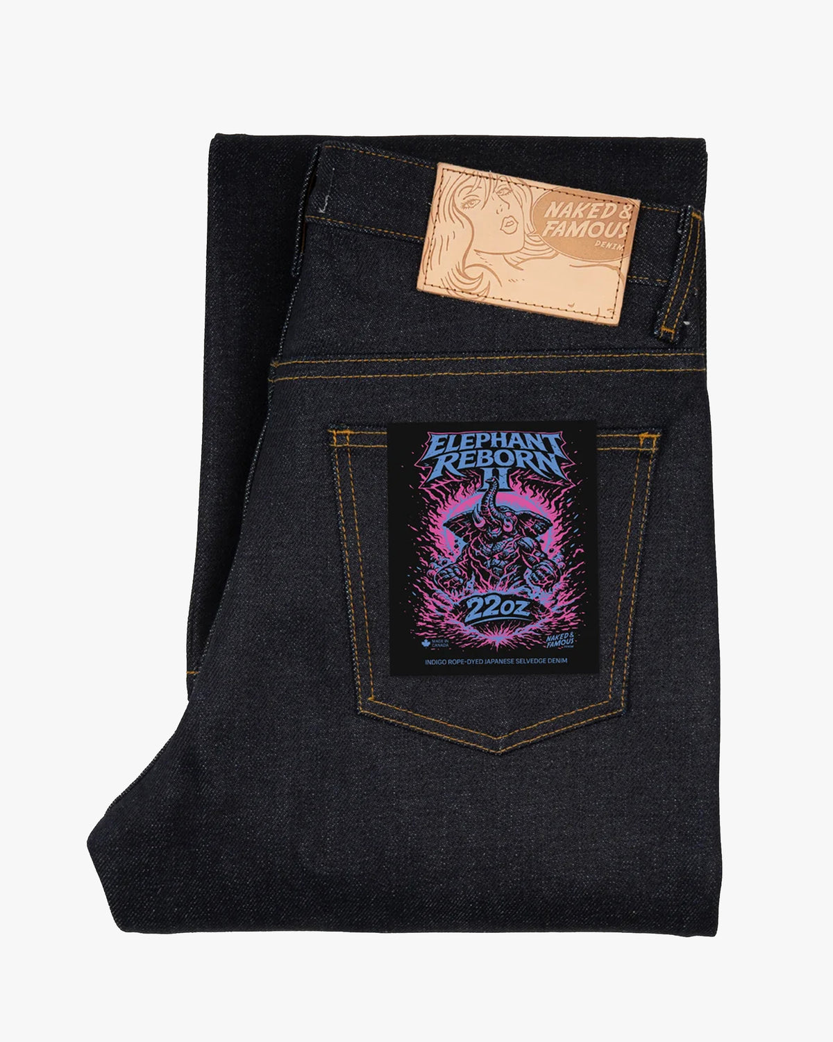 Naked & Famous Denim Strong Guy Relaxed Straight Mens Jeans - Elephant 2 Reborn