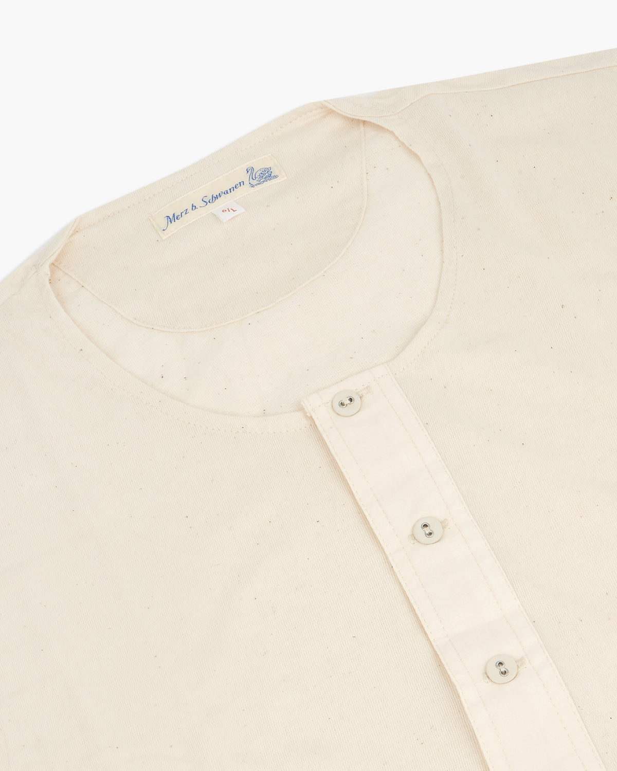 Merz b. Schwanen 102 5.5oz Loopwheeled Henley - Nature | Merz b. Schwanen T Shirts | JEANSTORE