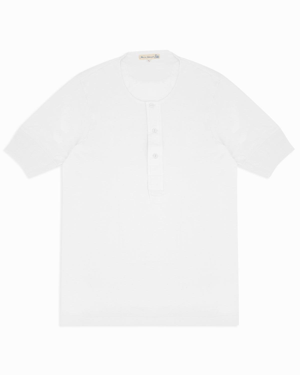 Merz b. Schwanen Good Originals 103 5.5oz Loopwheeled S/S Henley - White | Merz b. Schwanen T Shirts | JEANSTORE