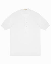 Merz b. Schwanen Good Originals 103 5.5oz Loopwheeled S/S Henley - White | Merz b. Schwanen T Shirts | JEANSTORE