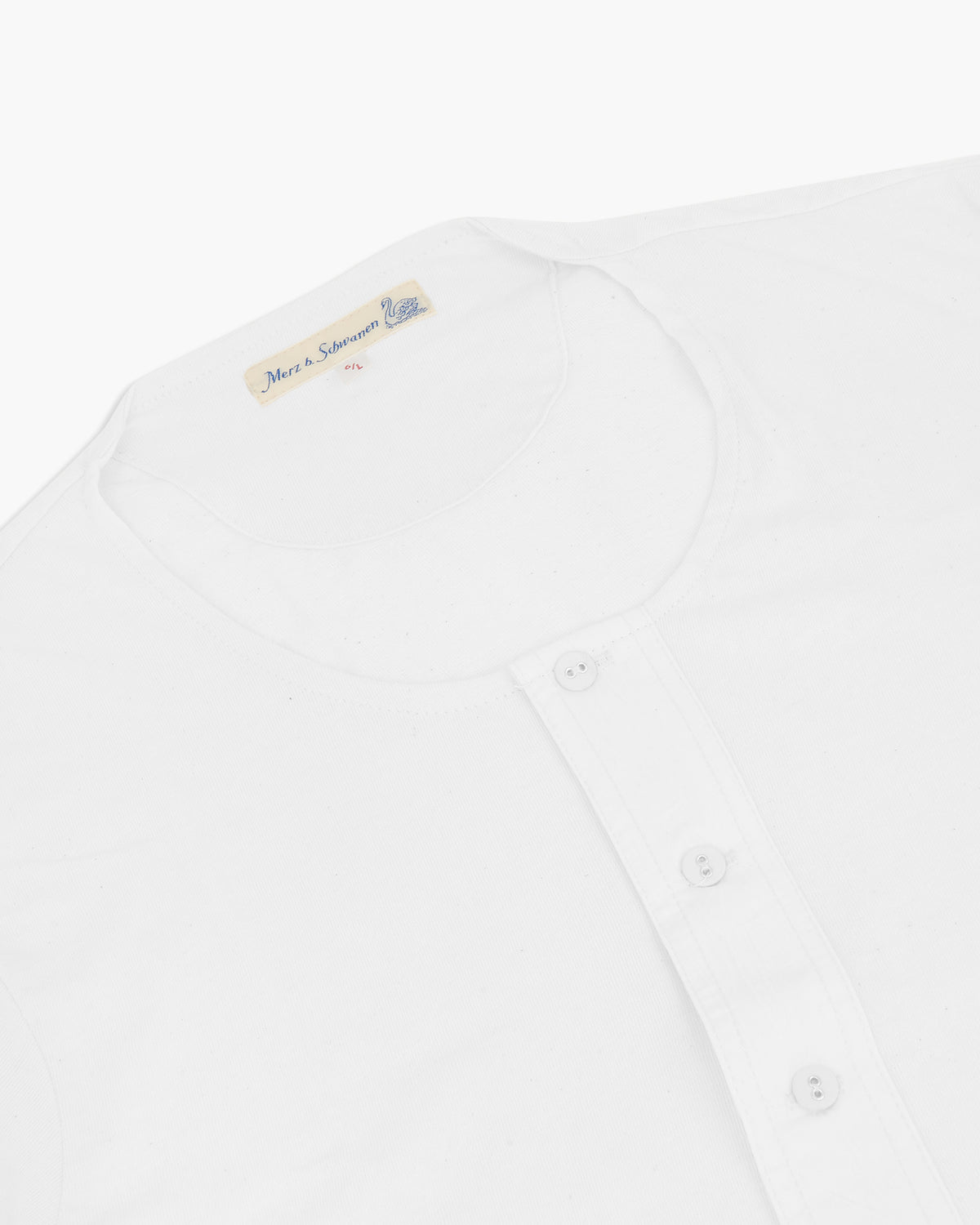 Merz b. Schwanen Good Originals 103 5.5oz Loopwheeled S/S Henley - White | Merz b. Schwanen T Shirts | JEANSTORE