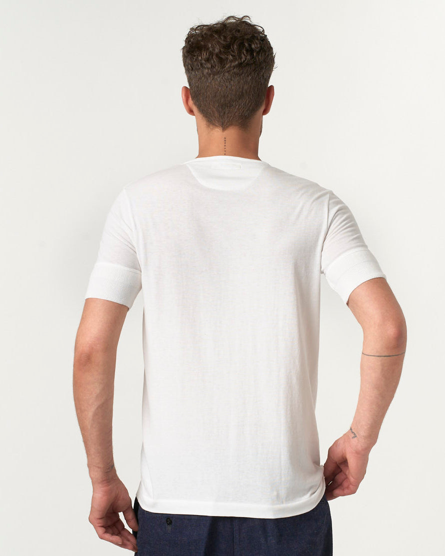 Merz b. Schwanen Good Originals 103 5.5oz Loopwheeled S/S Henley - White | Merz b. Schwanen T Shirts | JEANSTORE