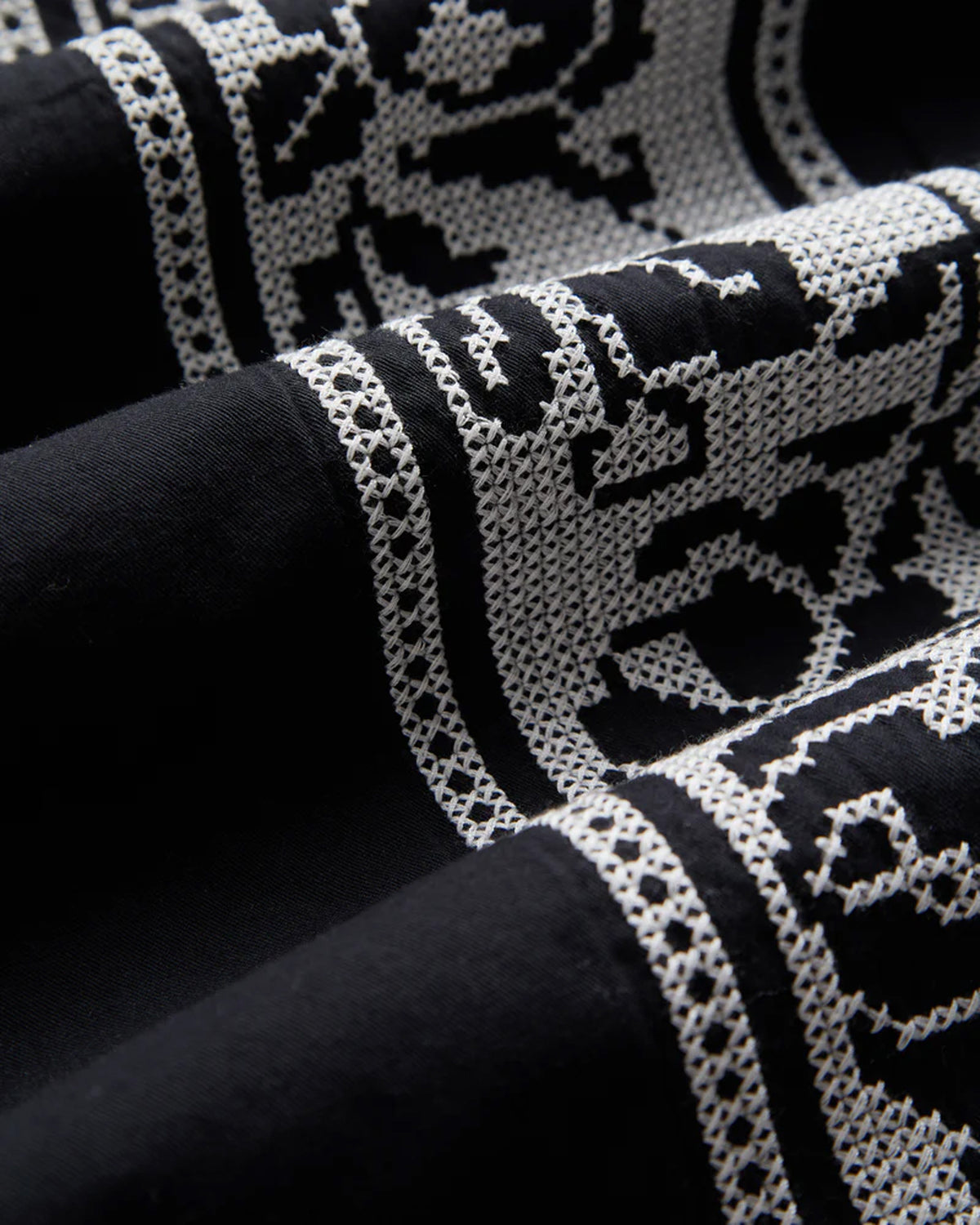 Portuguese Flannel Cross Stitch Shirt - Black