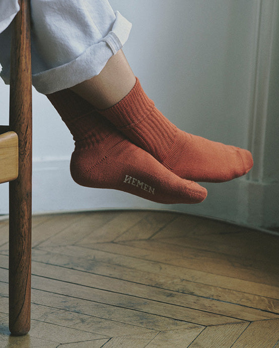 Hemen Biarritz HMN04 Organic Cotton Rib Sport Socks - Copper | Hemen Biarritz Socks | JEANSTORE