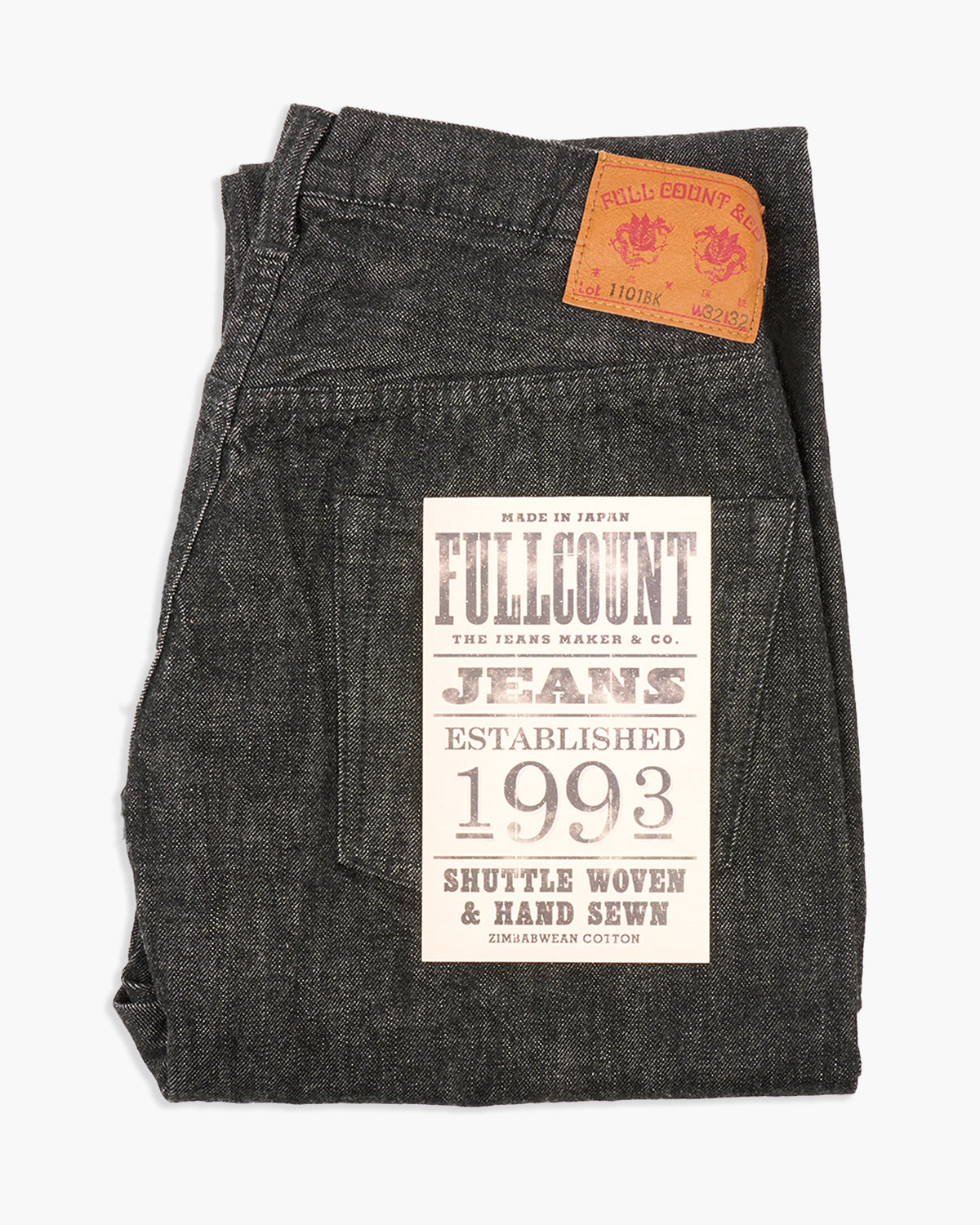 Fullcount 1101BK 13.7oz Selvedge Straight Fit Mens Jeans - Black Onewash | Fullcount Jeans | JEANSTORE
