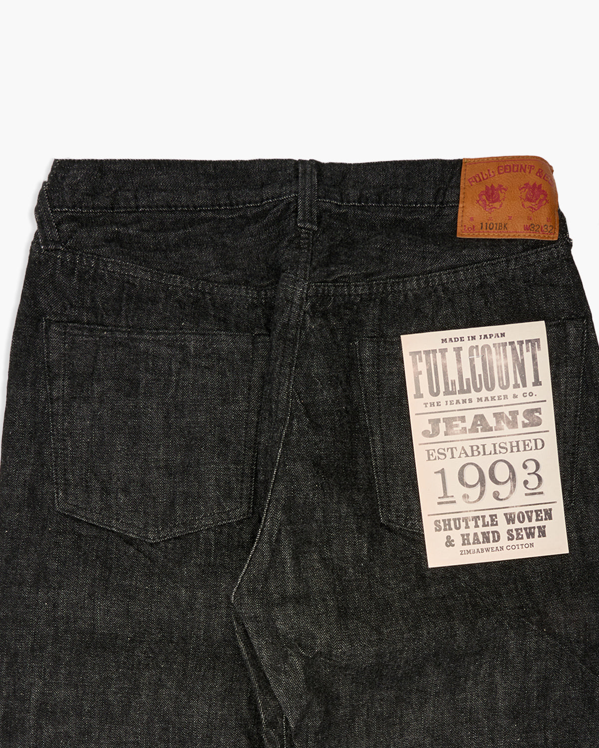 Fullcount 1101BK 13.7oz Selvedge Straight Fit Mens Jeans - Black Onewash | Fullcount Jeans | JEANSTORE