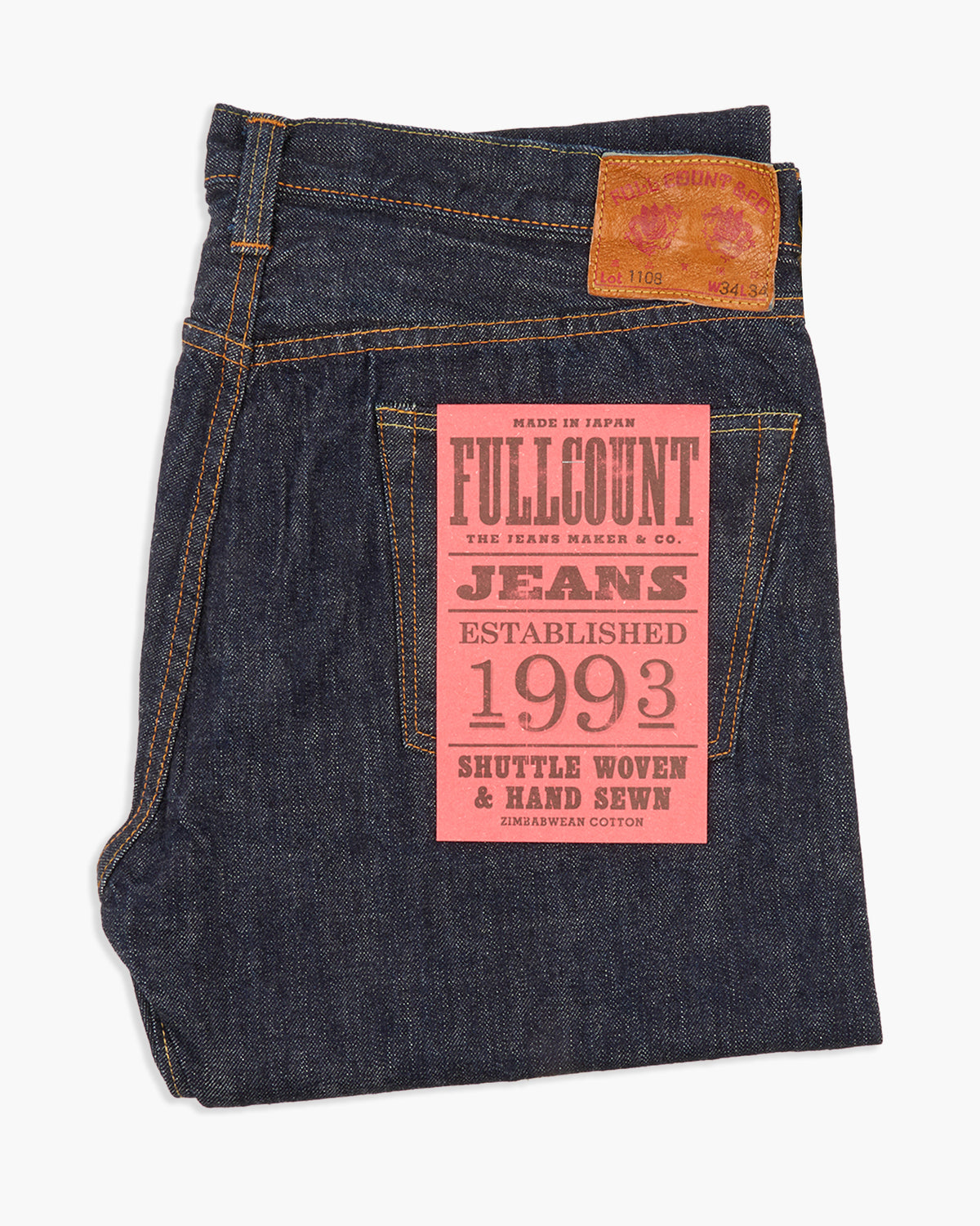 Fullcount 1108W 13.7oz Selvedge Slim Straight Mens Jeans - Indigo Onewash | Fullcount Jeans | JEANSTORE