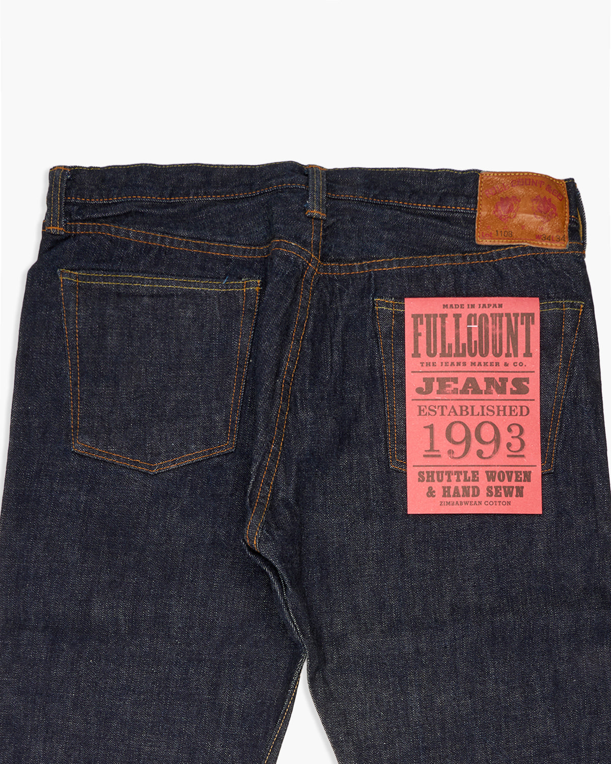 Fullcount 1108W 13.7oz Selvedge Slim Straight Mens Jeans - Indigo Onewash | Fullcount Jeans | JEANSTORE