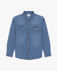 Wrangler Icons 27MW Western Denim Shirt - Icon Mid Stone | Wrangler Shirts | JEANSTORE