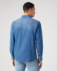 Wrangler Icons 27MW Western Denim Shirt - Icon Mid Stone | Wrangler Shirts | JEANSTORE