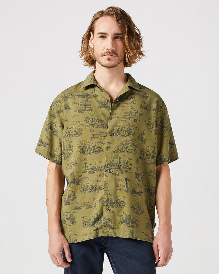 Wrangler Resort Shirt - Olive Scenic