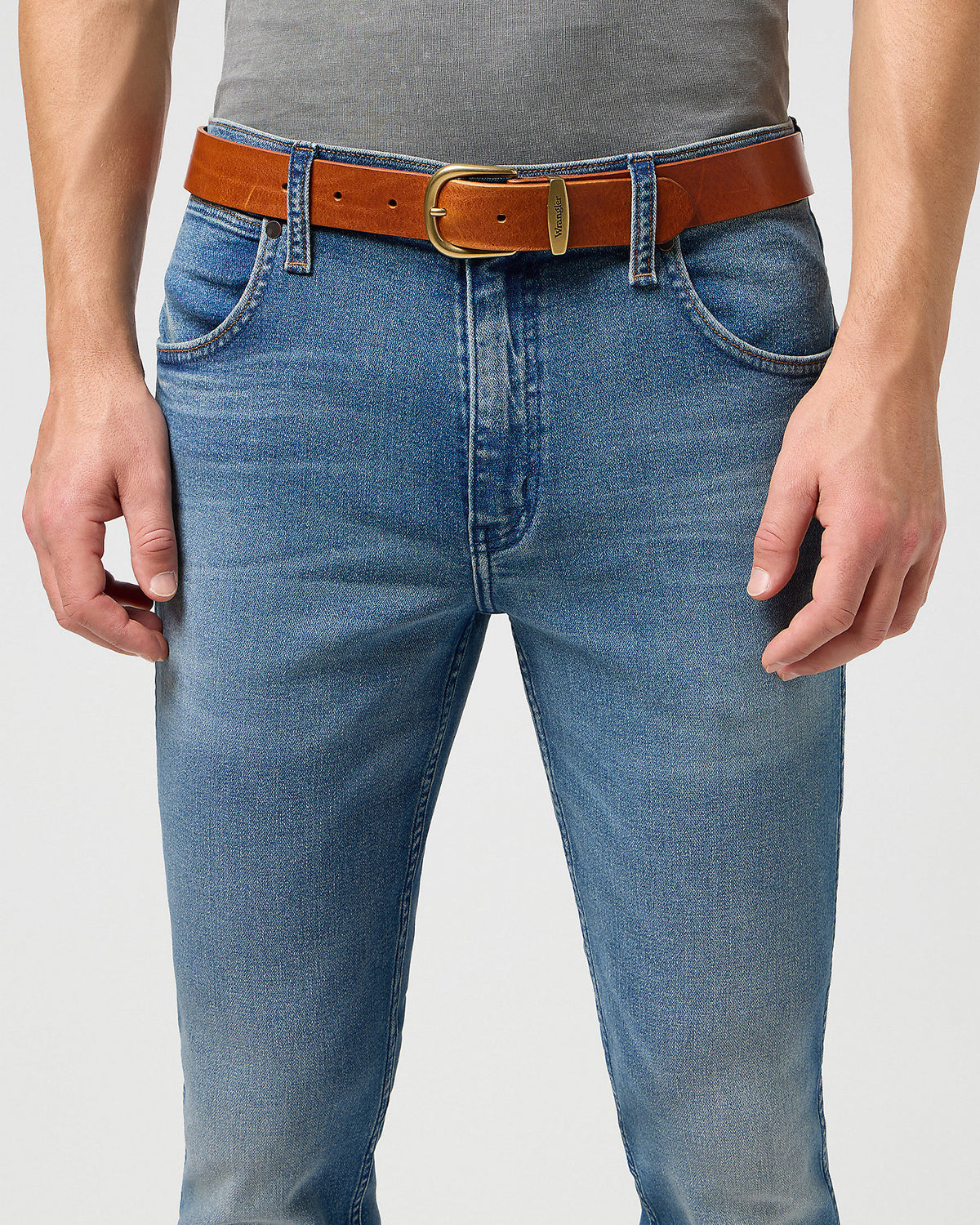 Wrangler Easy Leather Belt - Cognac