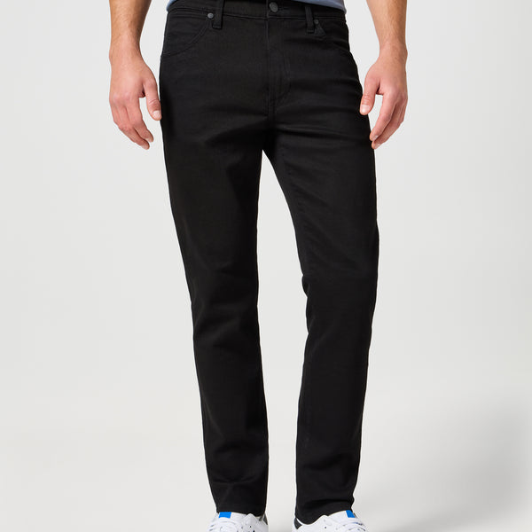 Wrangler Larston Slim Tapered Mens Jeans - Deep Ink (Black) | Wrangler Jeans | JEANSTORE
