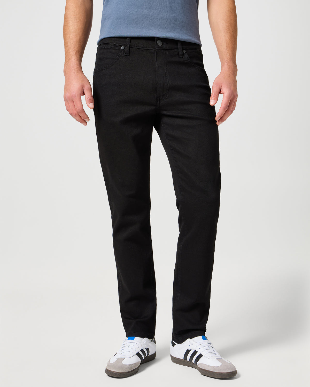 Wrangler Larston Slim Tapered Mens Jeans - Deep Ink (Black) | Wrangler Jeans | JEANSTORE