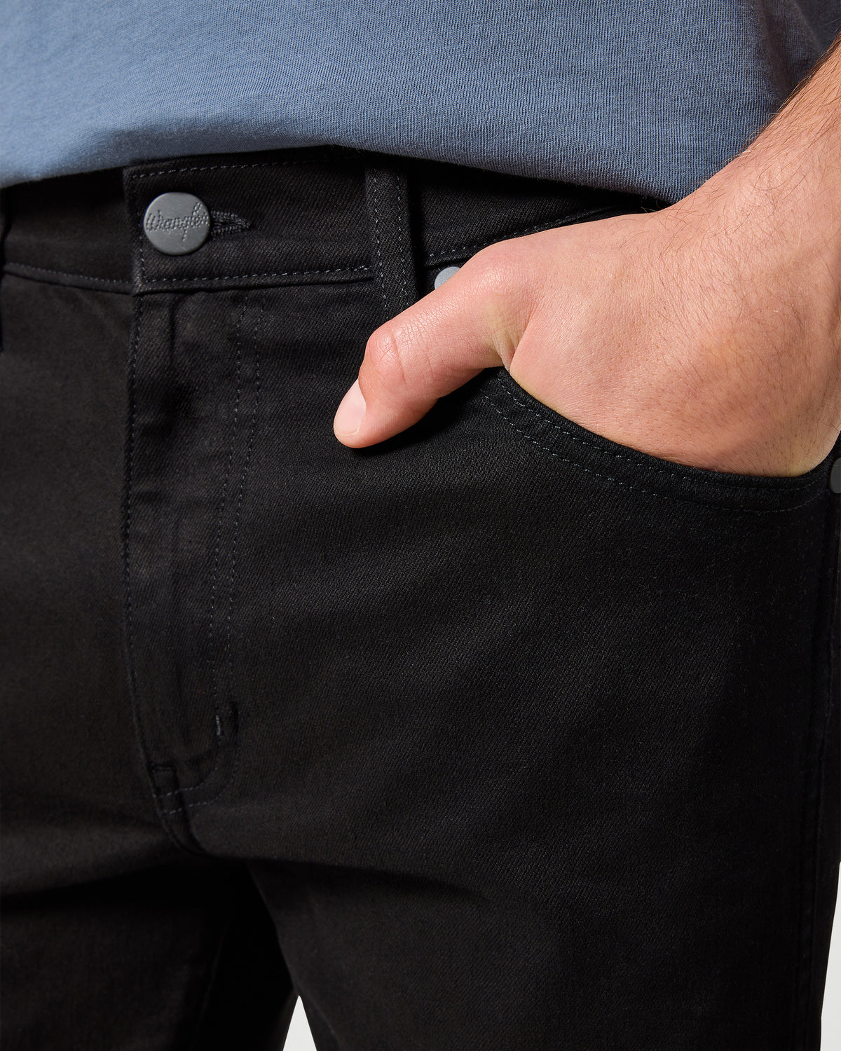 Wrangler Larston Slim Tapered Mens Jeans - Deep Ink (Black) | Wrangler Jeans | JEANSTORE