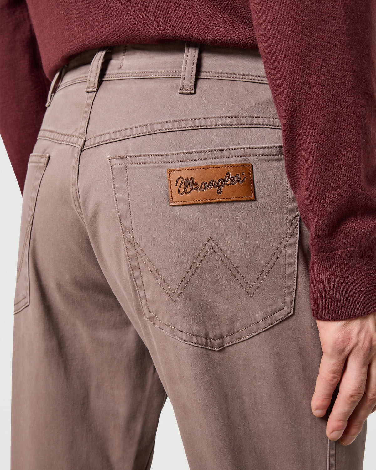 Wrangler Texas Stretch Authentic Straight Mens Cotton Satin Trousers - Iron | Wrangler Chinos & Trousers | JEANSTORE