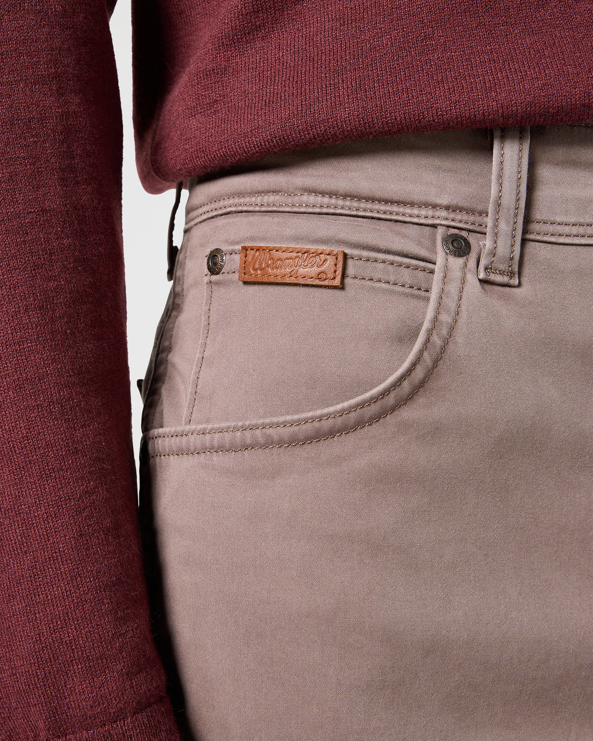Wrangler Texas Stretch Authentic Straight Mens Cotton Satin Trousers - Iron | Wrangler Chinos & Trousers | JEANSTORE