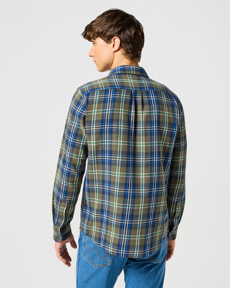 Wrangler 1 Pocket Shirt - Green Blue