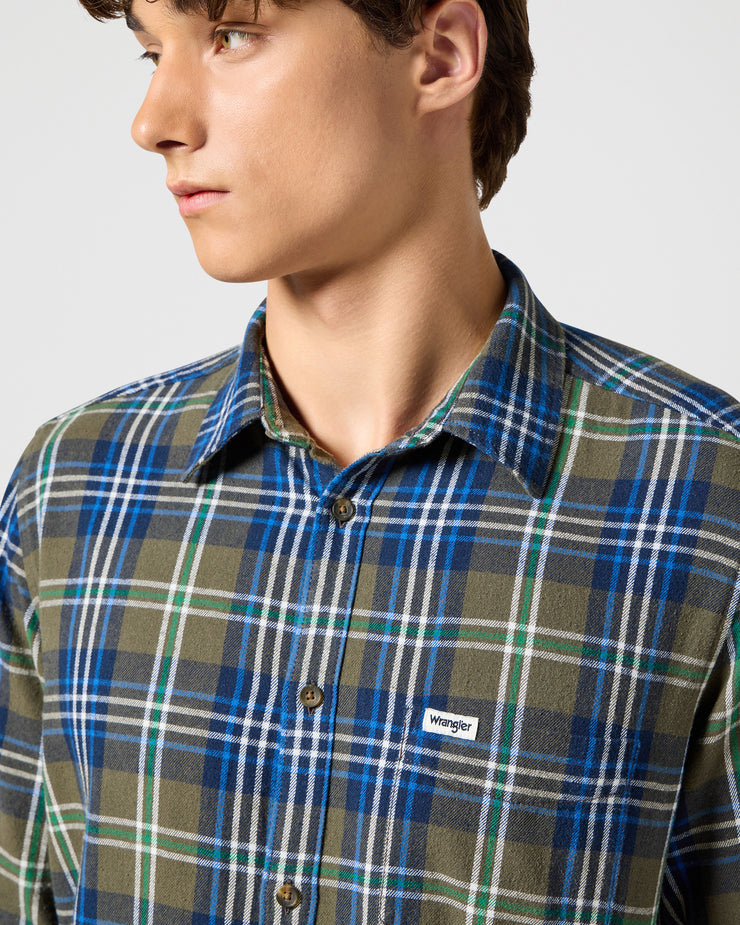 Wrangler 1 Pocket Shirt - Green Blue