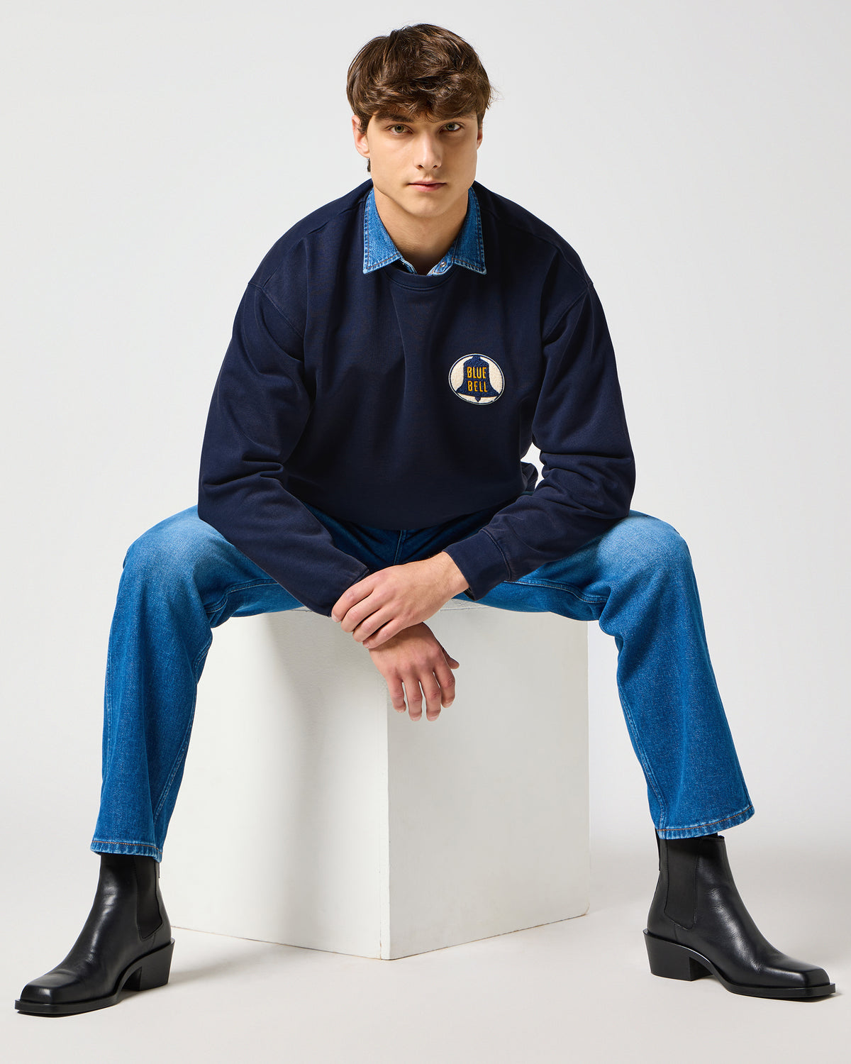 Wrangler Blue Bell Sweatshirt - Navy | Wrangler Sweaters & Knitwear | JEANSTORE