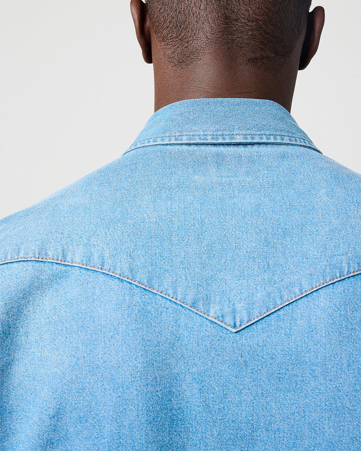 Wrangler Western Denim Shirt - Mid Light Wash | Wrangler Shirts | JEANSTORE