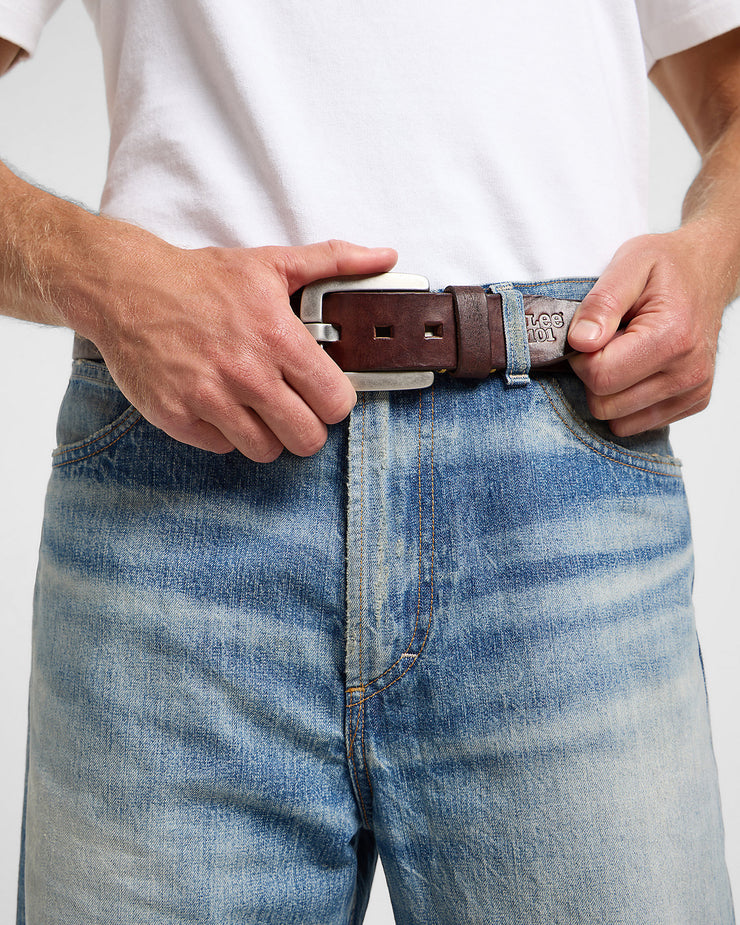 Lee 101 Leather Belt - Dark Brown