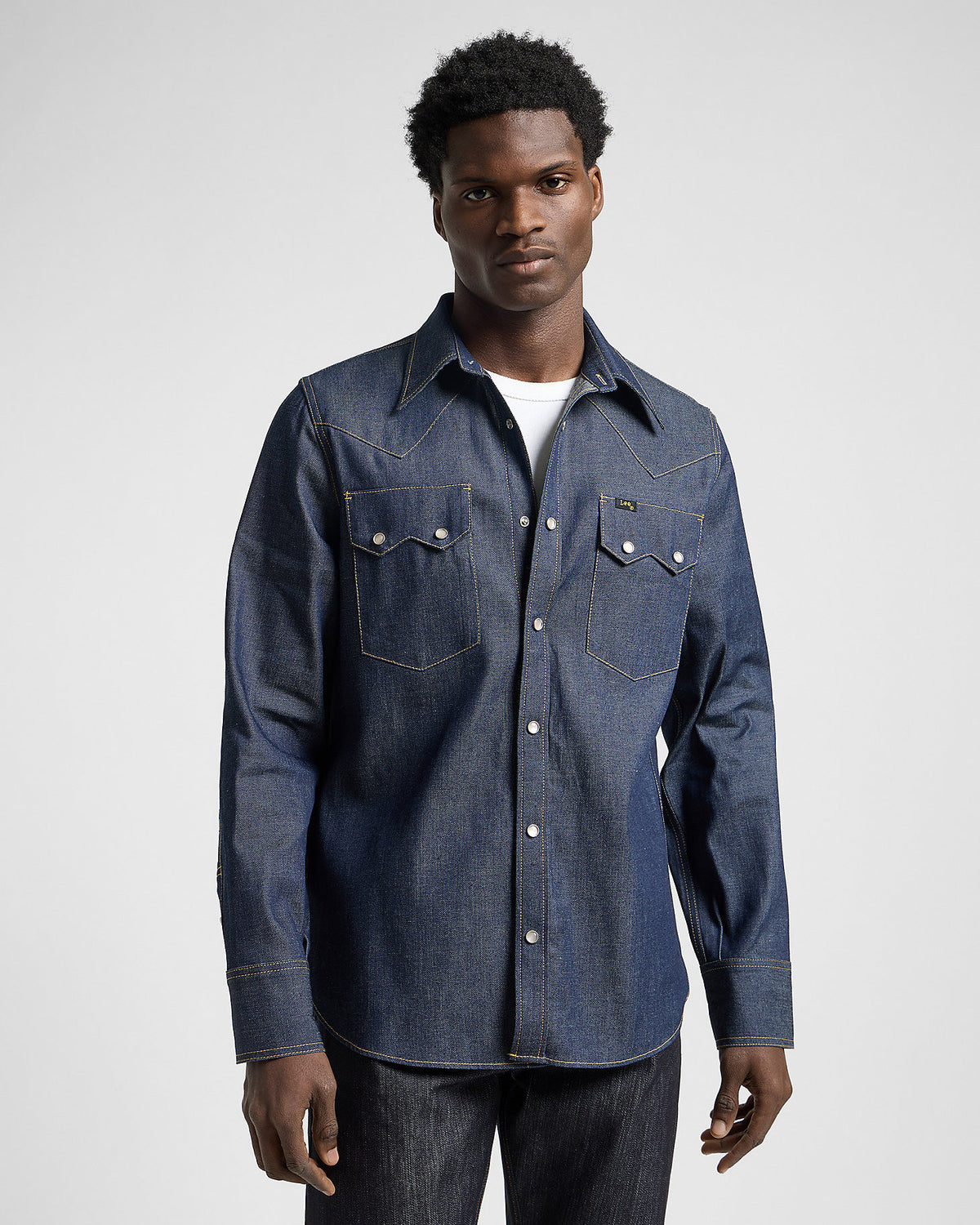 Lee 101 Made In Japan Selvedge Denim 50's Western Shirt - Dry Blue | Lee Shirts | JEANSTORE