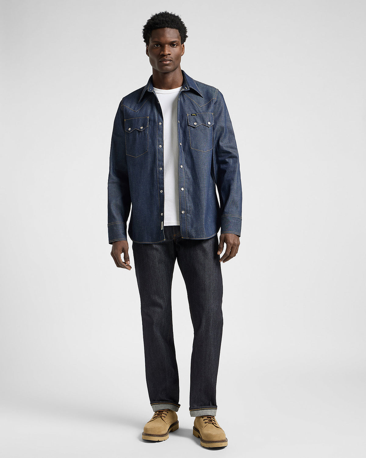 Lee 101 Made In Japan Selvedge Denim 50's Western Shirt - Dry Blue | Lee Shirts | JEANSTORE