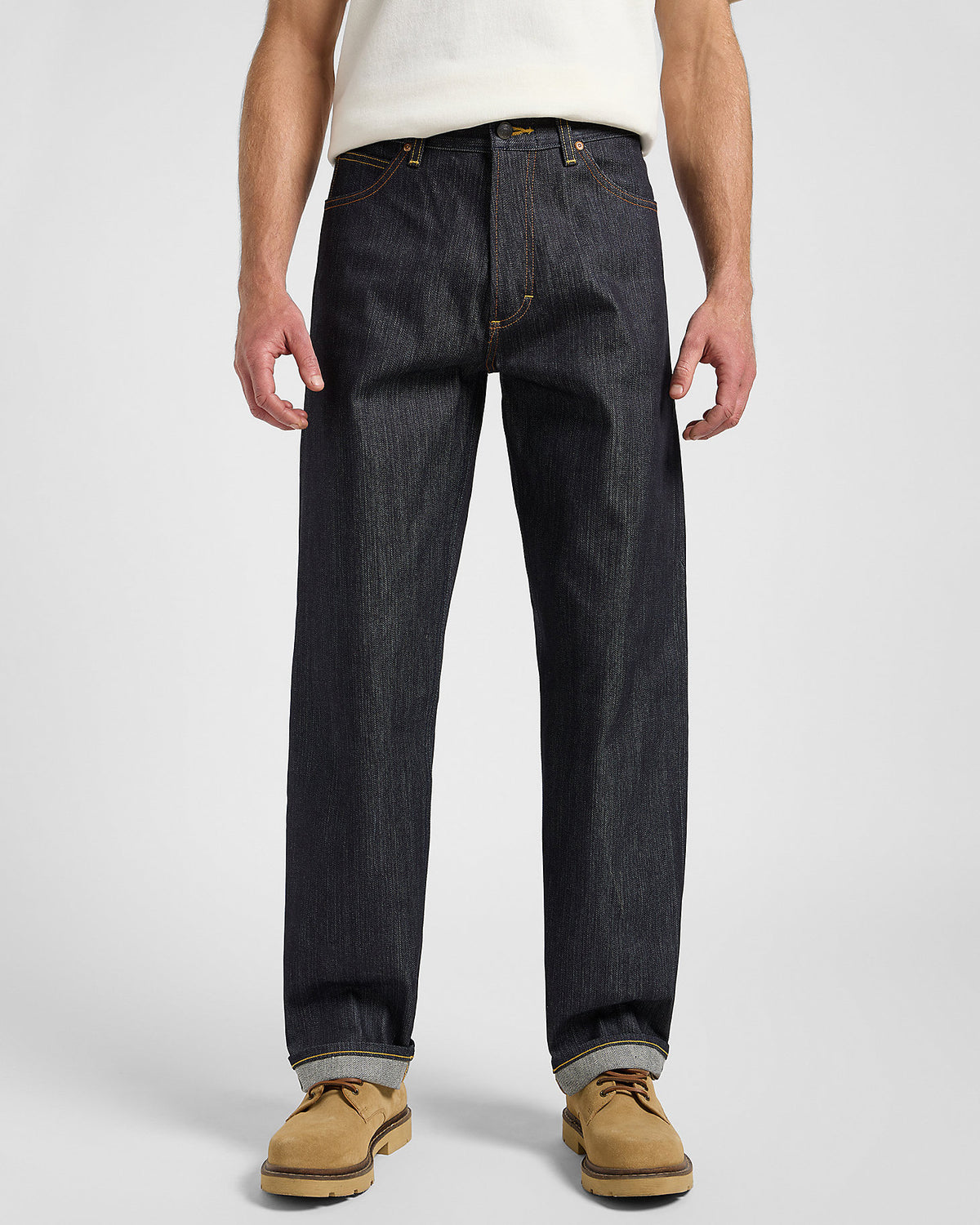 Lee 101 L Made In Japan Loose Fit Kaihara Recycled Cotton 14.75oz Selvedge Mens Jeans - Dry | Lee Jeans | JEANSTORE