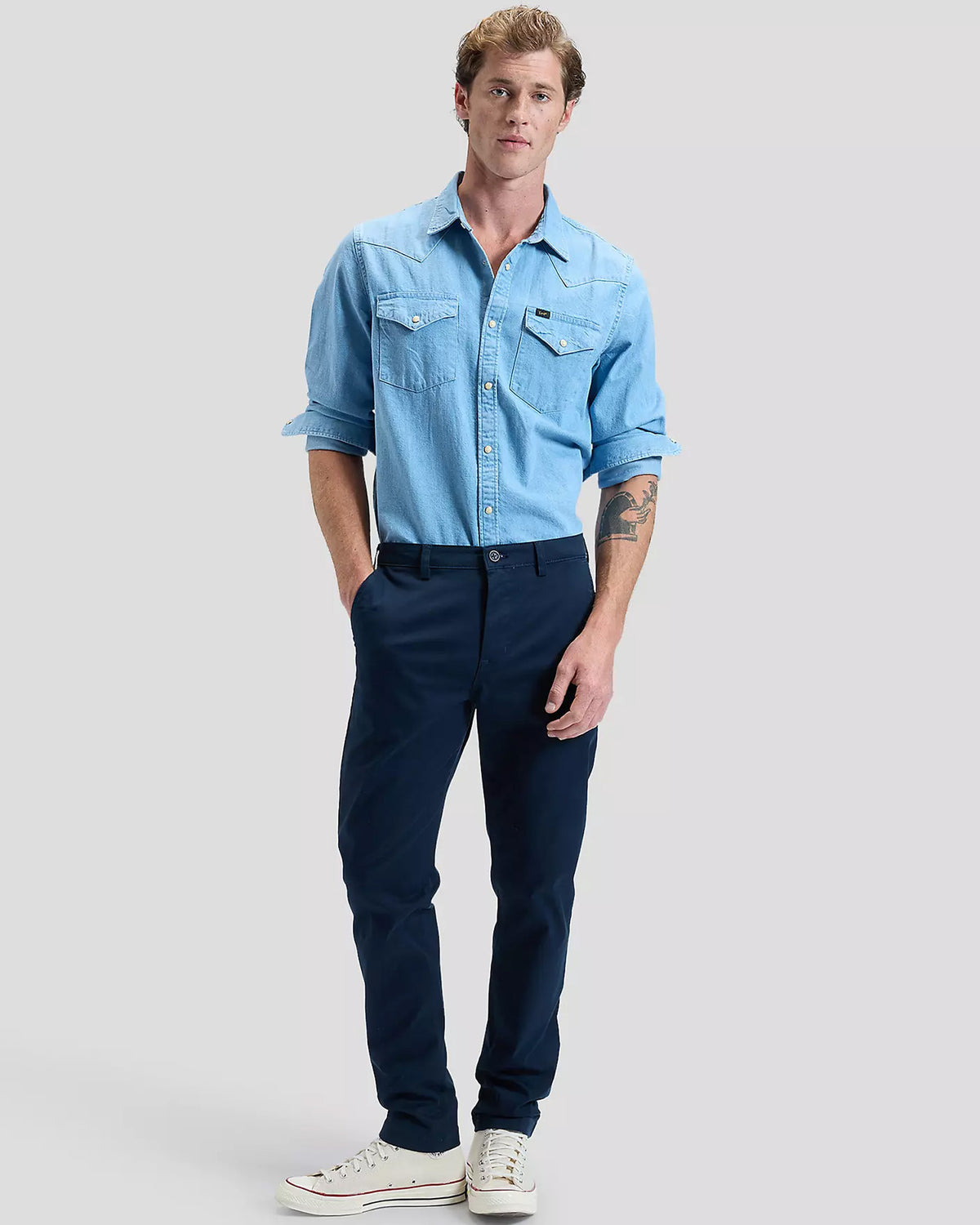 Lee Regular Fit Mens Chinos - Rivet Navy | Lee Chinos & Trousers | JEANSTORE